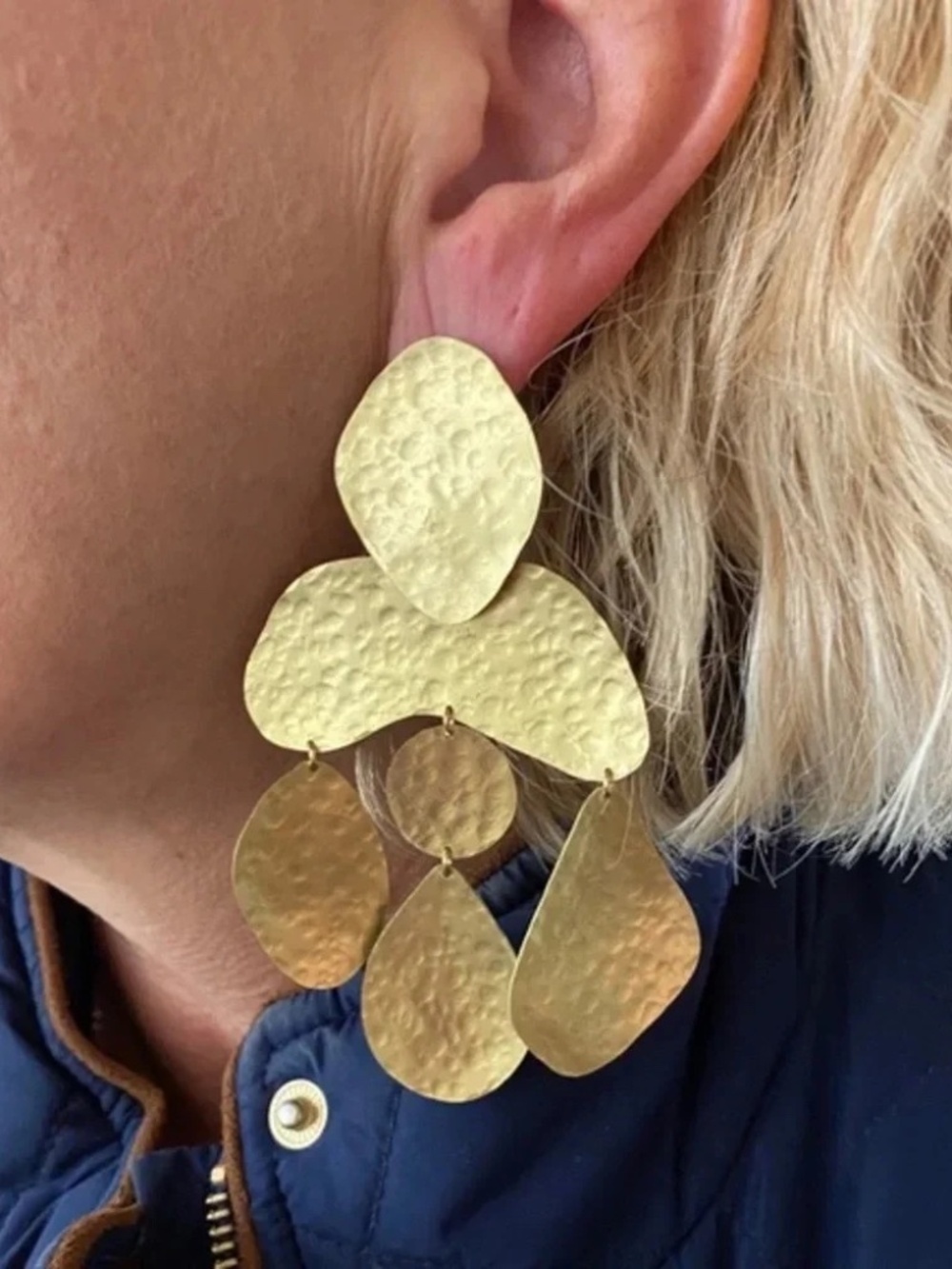 NWT Anthropologie Gold Hammered Gold Drop Earrings